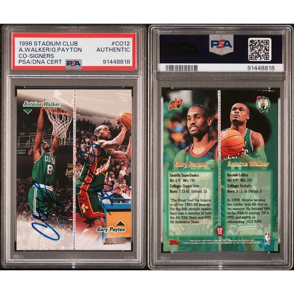 1998 Topps Stadium Club Co-Signers CO12 Antoine Walker Gary Payton PSA Authentic - Picture 3 of 5